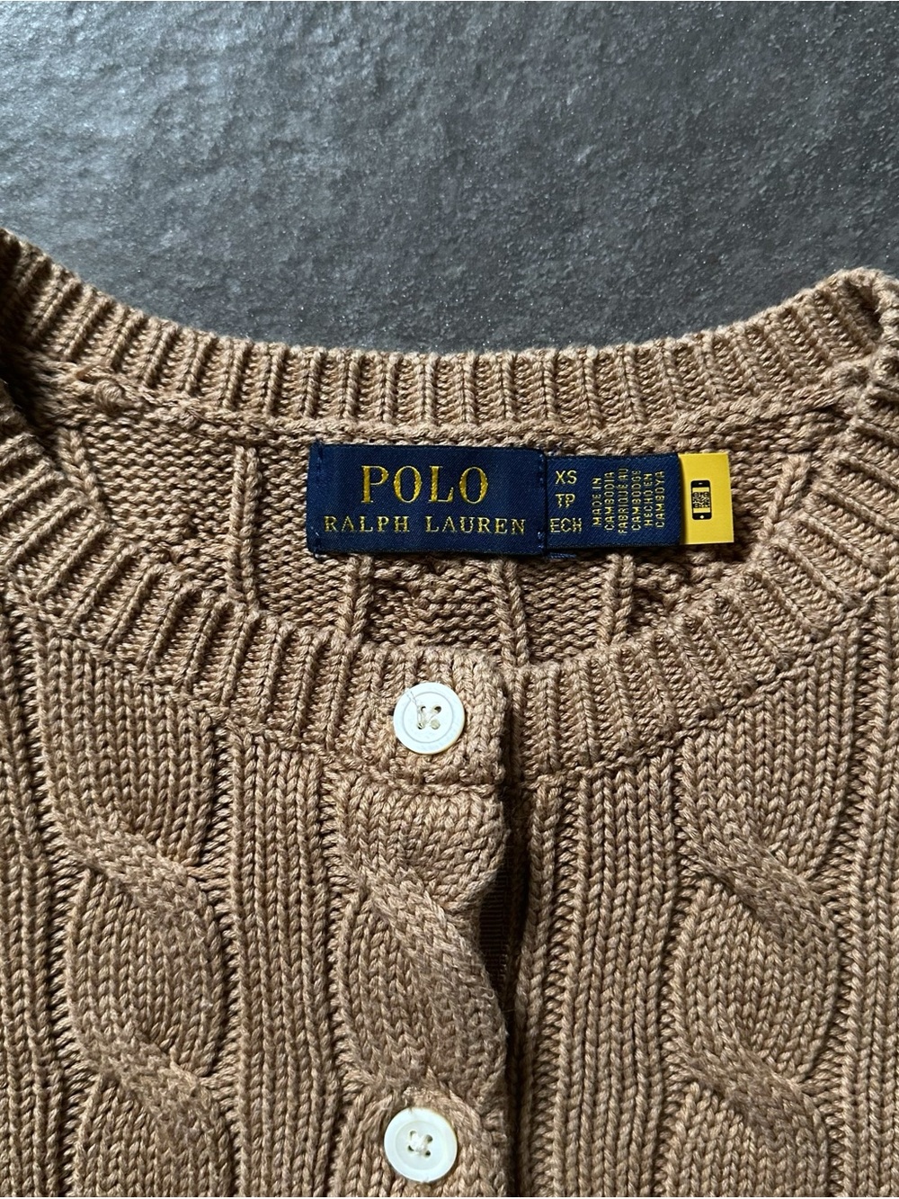 Polo Ralph Lauren Excellent Cable-Knit Cotton Cardigan Women’s XS – Camel - Picture 5 of 13
